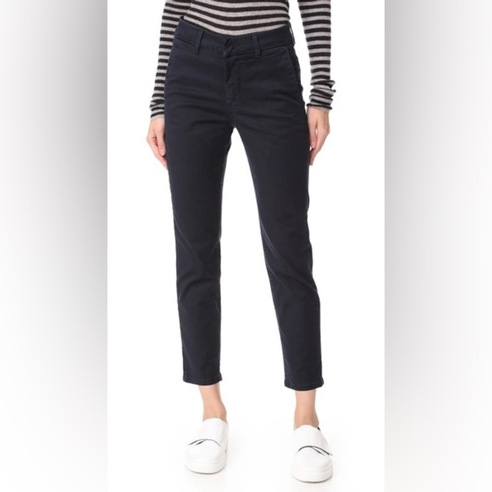 VINCE Women's 26 Classic Chino Twill Pants Coastal Wash Navy Blue Ankle Hi Rise